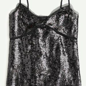 J.Crew Collection Black Sequined Tulle Camisole ~ Medium ~ NWT